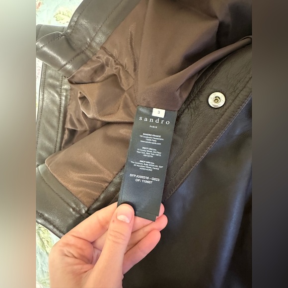 SANDRO LEATHER SKIRT CHOCOLATE - Picture 3 of 5